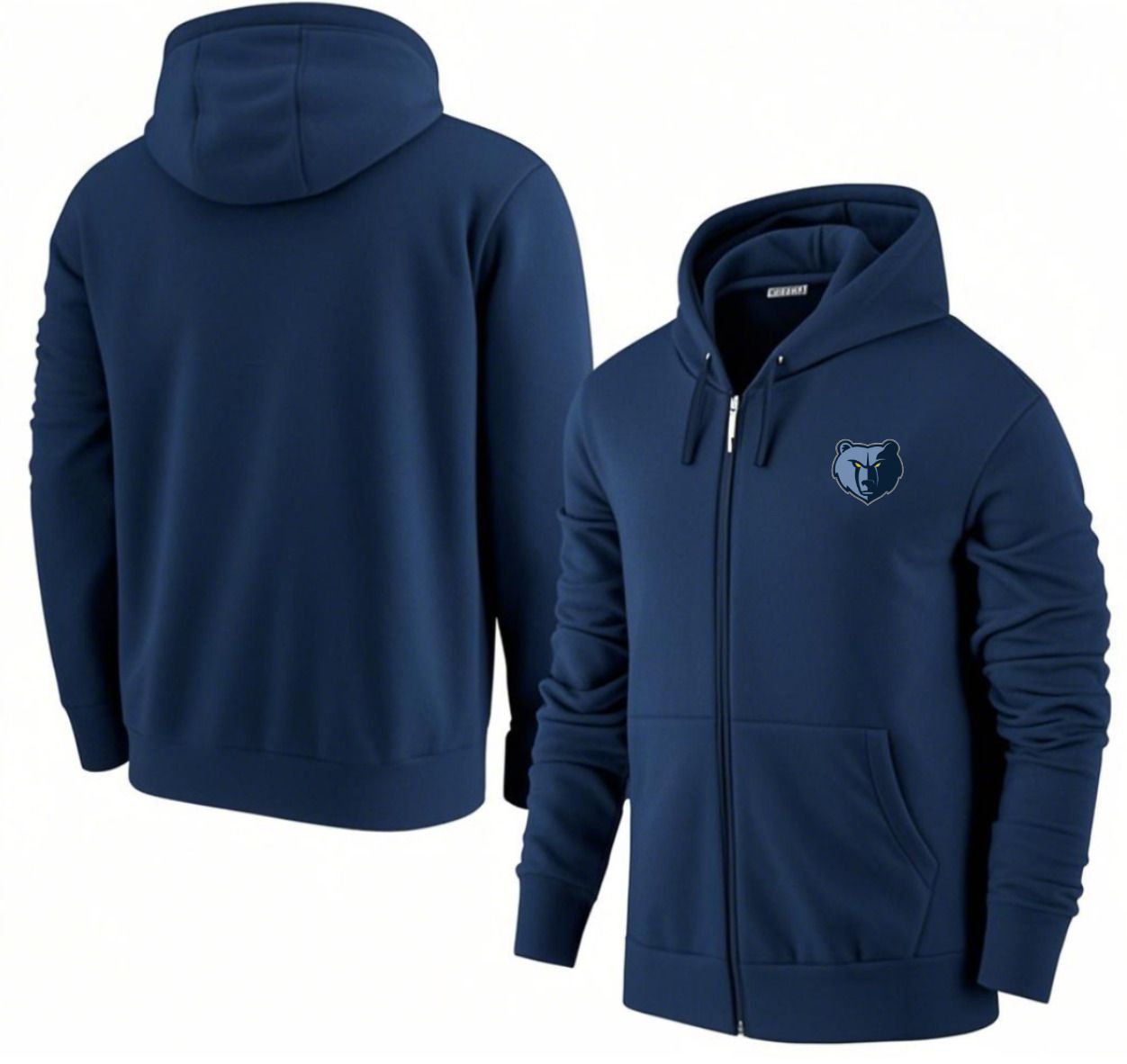 Men Memphis Grizzlies Dark Blue Zipper hoodie 2025 NBA Jersey style 1->memphis grizzlies->NBA Jersey